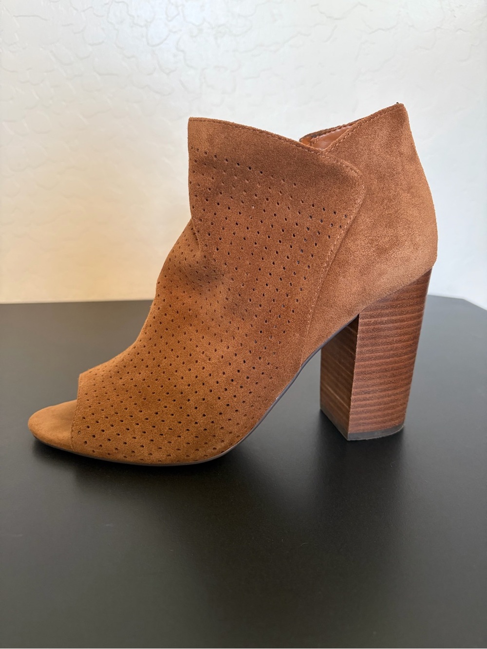 Jessica Simpson Suede Peep-Toe Block Heel Ankle Booties